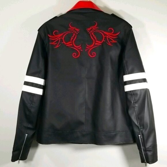 Faux Leather Motorcycle Style Coat Men's Size L Youth Size 2XL Unbranded Black - Picture 2 of 5